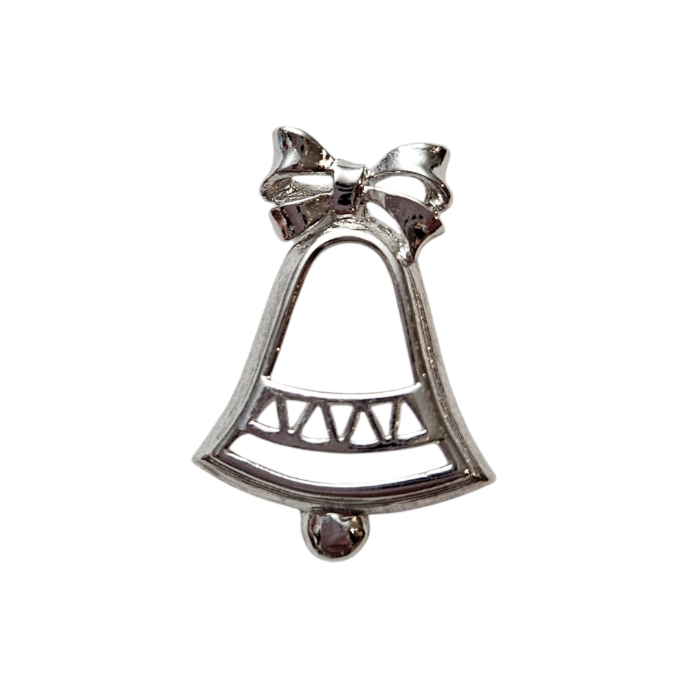 Vintage Avon Holiday Bell Pin Brooch Silver Tone Christmas